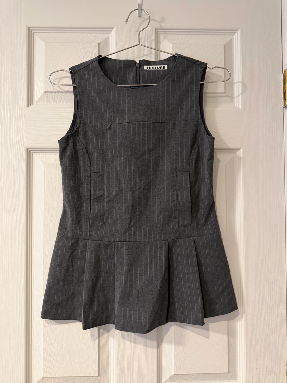 Texture Women's Charcoal Pinstripe Sleeveless Tunic
